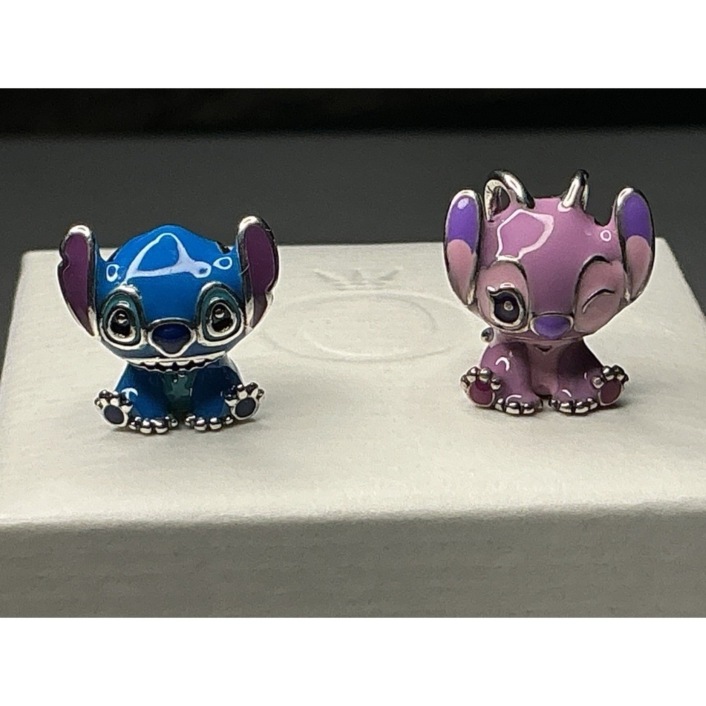 Pandora Disney Stitch & Angel Charm Bundle ALE 925 Sterling Silver Enamel 2pc